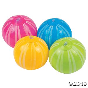 Inflatable 5" Glow-in-the-Dark Striped Mini Beach Balls (Per Dozen)