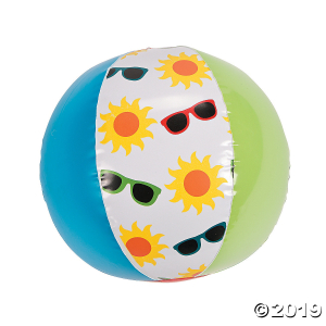 Inflatable 9" Summer Print Medium Beach Balls (Per Dozen)