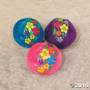 Inflatable 11" Hibiscus Large Beach Balls (Per Dozen)