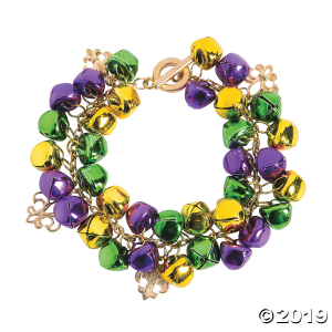 Mardi Gras Jingle Bell Bracelet Craft Kit (Makes 2)