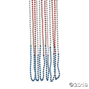 Tri-Color Patriotic Bead Necklaces (48 Piece(s))