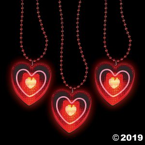 Heart Light-Up Bead Necklaces (Per Dozen)