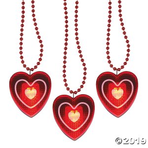 Heart Light-Up Bead Necklaces (Per Dozen)