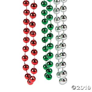 Red, Green & Silver Bead Necklaces (48 Piece(s))