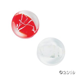 Red & White Silver Foil Premium Glass Beads - 15mm (Per Dozen)