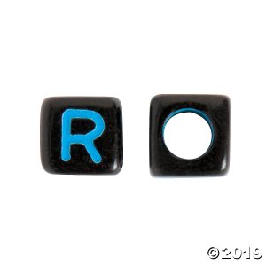 Black Square Neon Alphabet Beads (400 Piece(s))