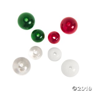 Green, Red & Clear Round Beads 6mm - 8mm (200 Piece(s))