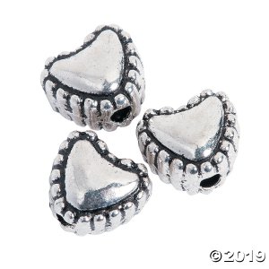 Silvertone Heart Spacer Beads - 6mm (24 Piece(s))