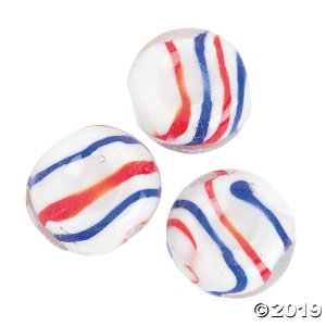 Patriotic Swirl Flat Round Beads - 20mm (Per Dozen)