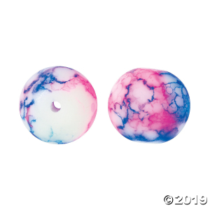 Pink & Blue Tie-Dyed Beads - 10mm (100 Piece(s))