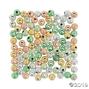 St. Patrick's Glitter Round Beads - 6mm (200 Piece(s))