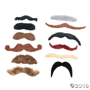 Large Self-Adhesive Mustache Assortment (Per Dozen)
