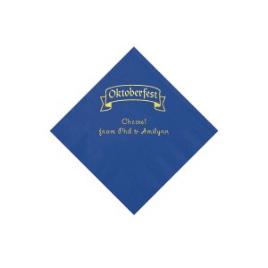 Blue Oktoberfest Personalized Napkins with Gold Foil - Beverage (50 Piece(s))