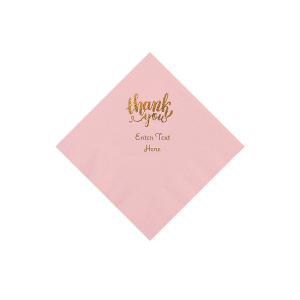 Pink Thank You Personalized Napkins with Gold Foil - Beverage (50 Piece(s))