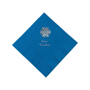 Blue Snowflake Personalized Napkins with Silver Foil - Beverage (50 Piece(s))