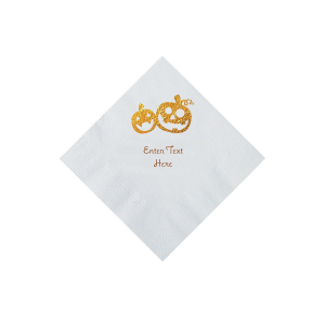 White Pumpkin Personalized Napkins with Gold Foil - Beverage (50 Piece(s))