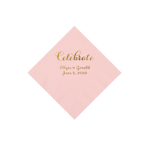 Pink Celebrate Personalized Napkins with Gold Foil - Beverage (50 Piece(s))