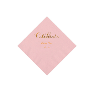Pink Celebrate Personalized Napkins with Gold Foil - Beverage (50 Piece(s))