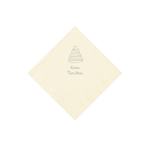 Ivory Wedding Cake Personalized Napkins - Beverage (50 Piece(s))