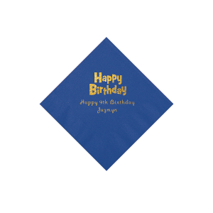 Blue Birthday Personalized Napkins - Beverage (50 Piece(s))