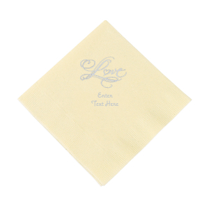 Ivory Love Personalized Napkins with Silver Foil - Beverage (50 Piece(s))