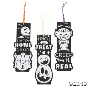 Color Your Own Black Fuzzy Halloween Bookmarks (Per Dozen)