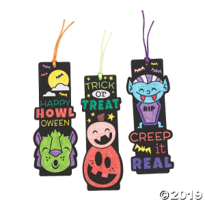 Color Your Own Black Fuzzy Halloween Bookmarks (Per Dozen)