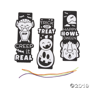 Color Your Own Black Fuzzy Halloween Bookmarks (Per Dozen)