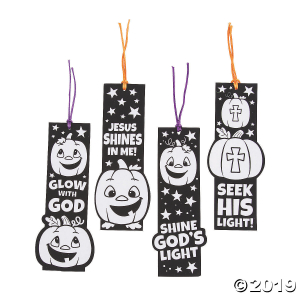 Color Your Own Christian Pumpkin Fuzzy Bookmarks (Per Dozen)