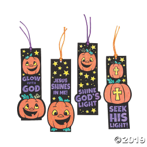 Color Your Own Christian Pumpkin Fuzzy Bookmarks (Per Dozen)