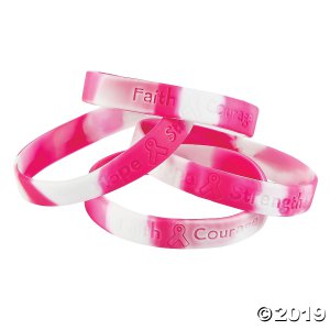 Breast Cancer Awareness Camouflage Rubber Bracelets (Per Dozen)