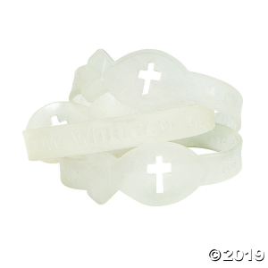Glow-in-the-Dark Jesus Fish Silicone Bracelets (Per Dozen)