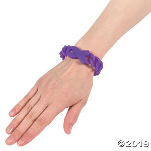 Purple Ribbon Awareness Chain Rubber Bracelets (Per Dozen)