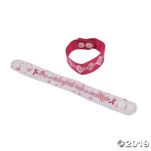 Pink Awareness Ribbon Canvas Bracelets (Per Dozen)