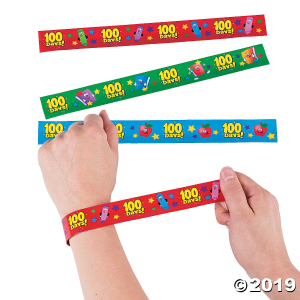 100th Day of School Slap Bracelets (Per Dozen)