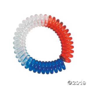 Red, White & Blue Phone Cord Spiral Bracelets (Per Dozen)