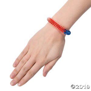Red, White & Blue Phone Cord Spiral Bracelets (Per Dozen)