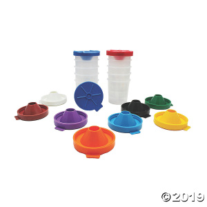 Creativity Street® No-Spill Round Paint Cups with Colored Lids, Round, Colored Lids, 3" Dia., 20 Cups (2 Piece(s))
