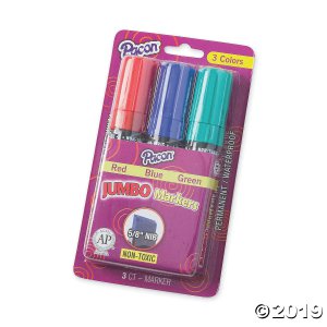 Pacon® Jumbo Markers, Assorted 3 Colors, 5/8" Nib, 9 count (3 Piece(s))