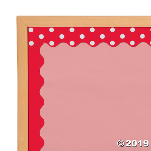 Double-Sided Solid & Polka Dot Bulletin Board Borders - Red (Per Dozen)