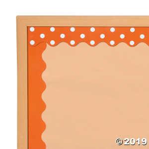 Double-Sided Solid & Polka Dot Bulletin Board Borders - Orange (Per Dozen)