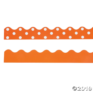 Double-Sided Solid & Polka Dot Bulletin Board Borders - Orange (Per Dozen)