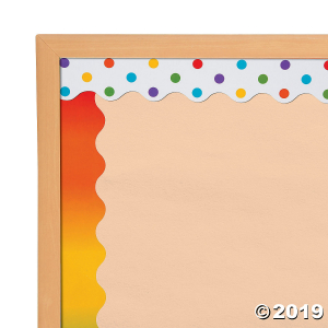 Double-Sided Solid & Polka Dot Bulletin Board Borders - Rainbow (Per Dozen)