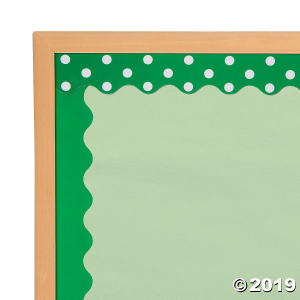 Double-Sided Solid & Polka Dot Bulletin Board Borders - Green (Per Dozen)