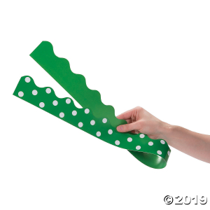 Double-Sided Solid & Polka Dot Bulletin Board Borders - Green (Per Dozen)