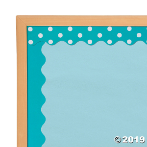 Double-Sided Solid & Polka Dot Bulletin Board Borders - Turquoise (Per Dozen)
