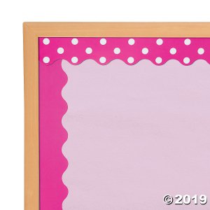 Double-Sided Solid & Polka Dot Bulletin Board Borders - Hot Pink (Per Dozen)
