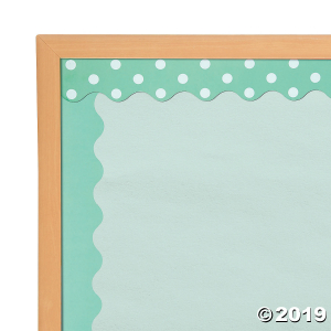 Double-Sided Solid & Polka Dot Bulletin Board Borders - Mint Green (Per Dozen)