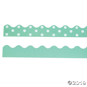 Double-Sided Solid & Polka Dot Bulletin Board Borders - Mint Green (Per Dozen)