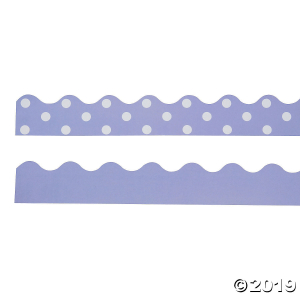 Double-Sided Solid & Polka Dot Bulletin Board Borders - Light Purple (Per Dozen)